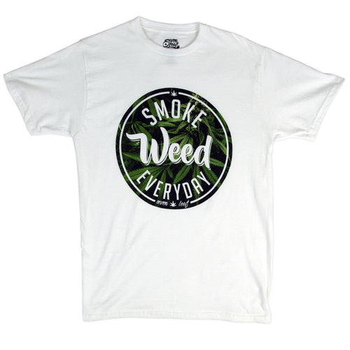 T shirt.  SEVEN LEAF SMOKE WEED EVERYDAY WHITE  – MEN’S
