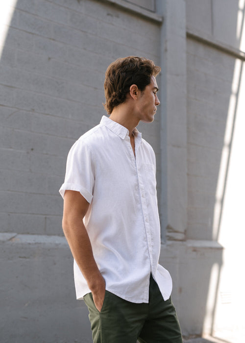 Hemp Shirt Short-Sleeve / White
