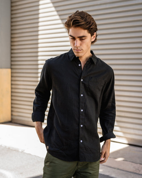 Hemp Shirt Long-Sleeve / Black