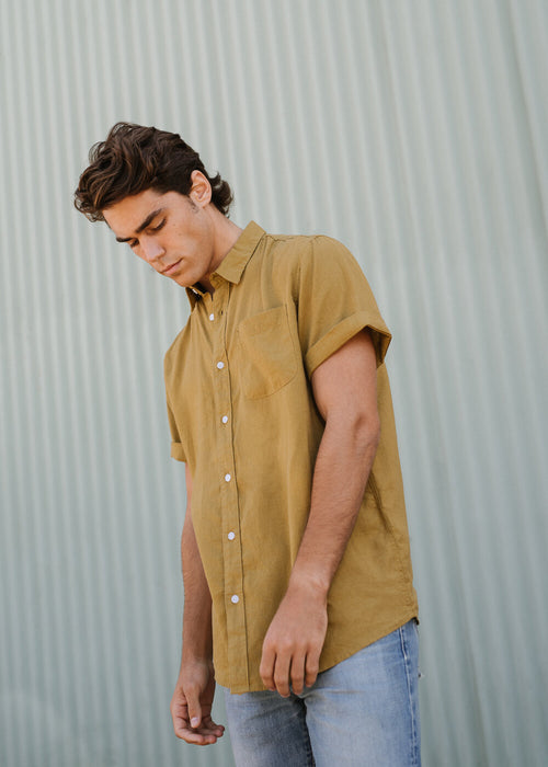 Hemp Shirt Short-Sleeve / Mustard