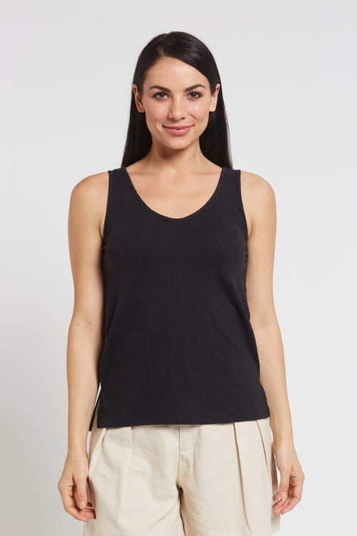 Ladies’ Hemp Cotton Singlet-Black