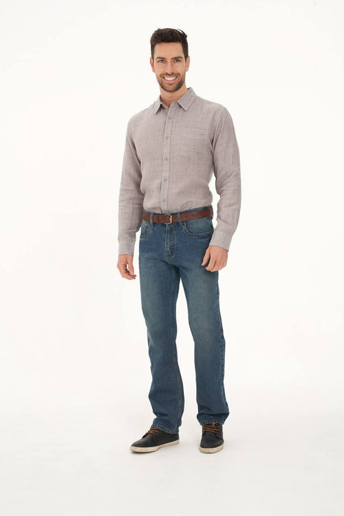 Men’s 100% Hemp Check Shirt-Grey