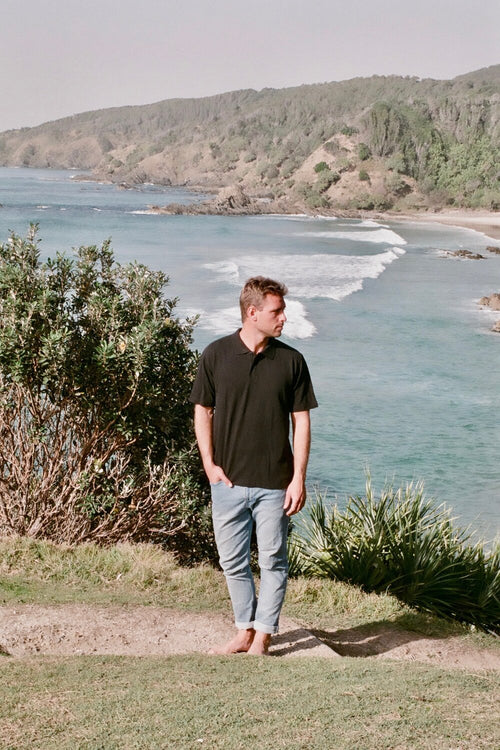 Hemp Polo Shirt / Black