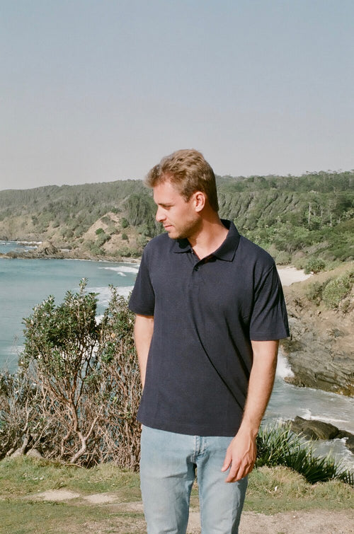 Hemp Polo Shirt / Navy
