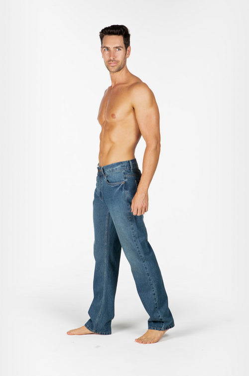 Hemp Straight Leg Jeans-Light Denim