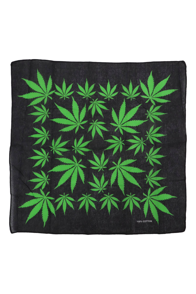 Hemp Leaf Cotton Bandana: AS SHOWN / ONE SIZE