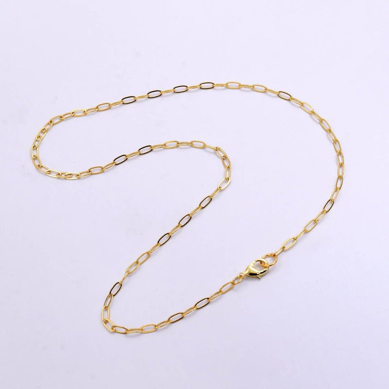 14K Gold Filled 3mm Paperclip Chain 17.5 inch Necklace