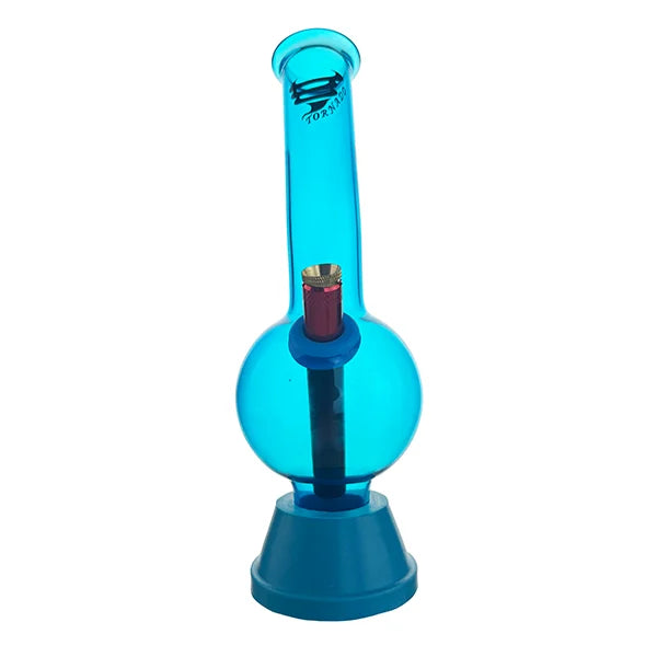 ULTIMATE BLUE TORNADO GLASS BONG WITH SILICONE BASE, GROMMET & METAL BONZA STEM 25CM