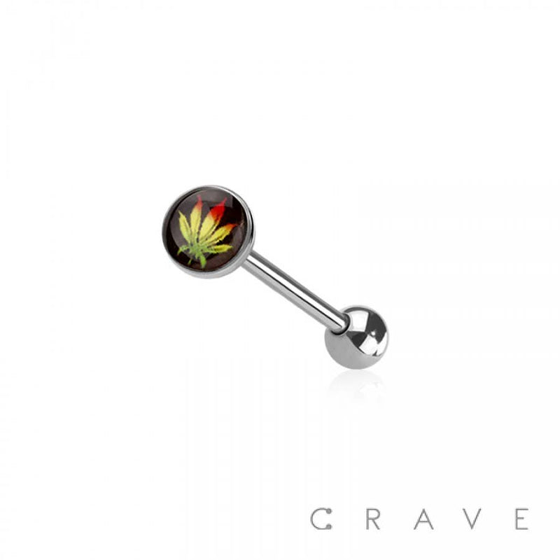 EPOXY ACRYLIC HEMP 316L SURGICAL STEEL TONGUE BARBELL