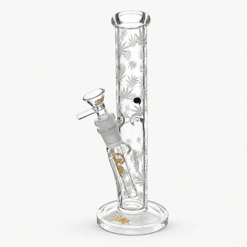 BILLY MATE GLOW IN THE DARK LEAF GLASS STRAIGHT BONG 25CM