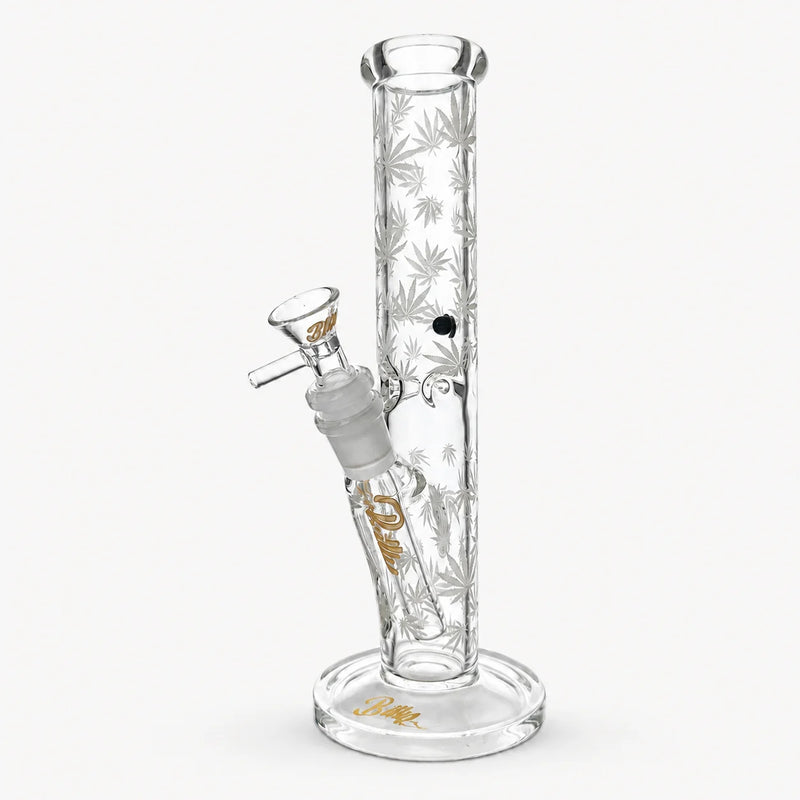 BILLY MATE GLOW IN THE DARK LEAF GLASS STRAIGHT BONG 25CM