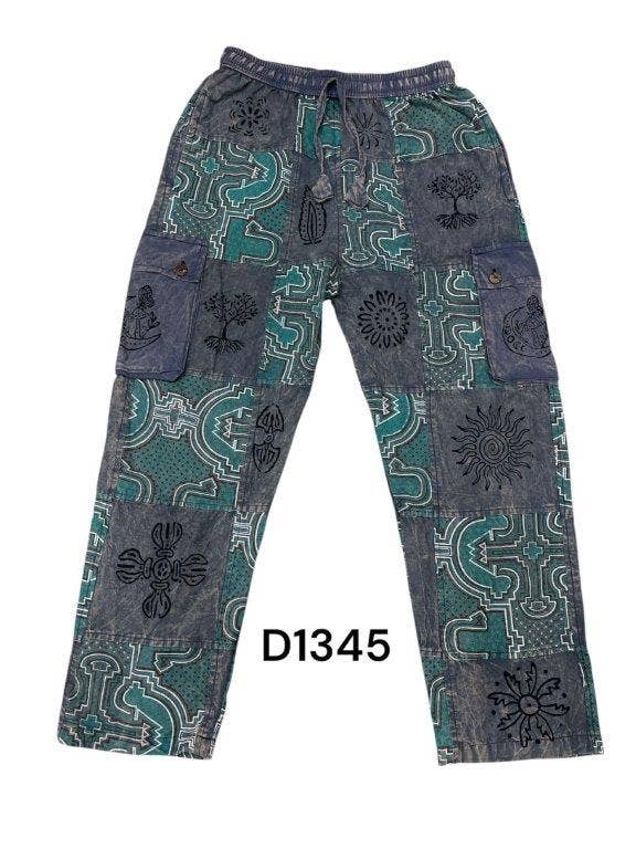 Cotton Patchwork Block Print Mountain Tribal Pant D1345 - Get Hempified Store