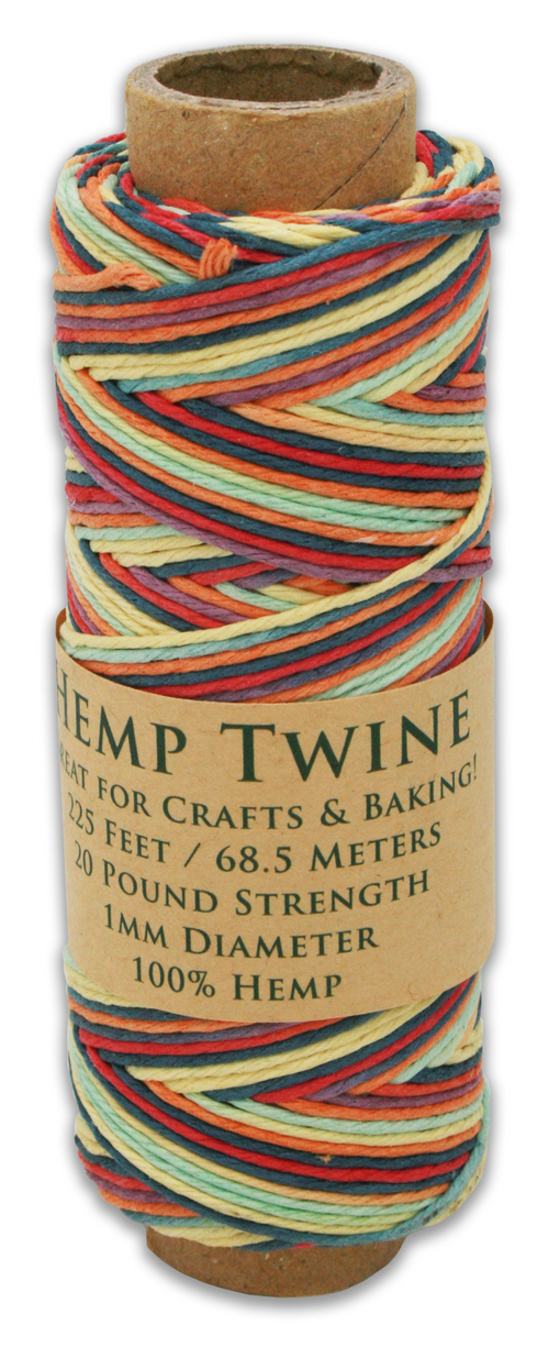 Hemptopia Hemp Twine spool, 225ft, 100% Natural: Rainbow