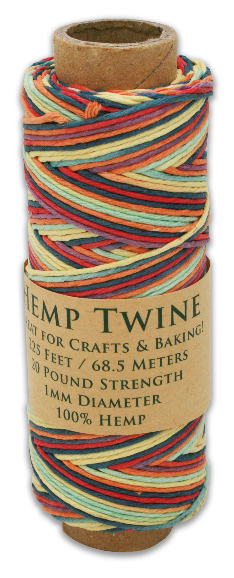 Hemptopia Hemp Twine spool, 225ft, 100% Natural: Rainbow