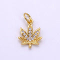 Dainty Gold CZ Micro Cannabis Charm 420 jewelry M-362: Silver