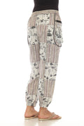 Cotton Grey Mushroom Zip Pocket  Boho Jogger Pant D913 : M - Get Hempified Store