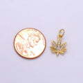 Dainty Gold CZ Micro Cannabis Charm 420 jewelry M-362: Gold