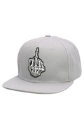 Middle Finger Up Skeleton Cotton Snapback: GRAY/BLACK / ONE SIZE