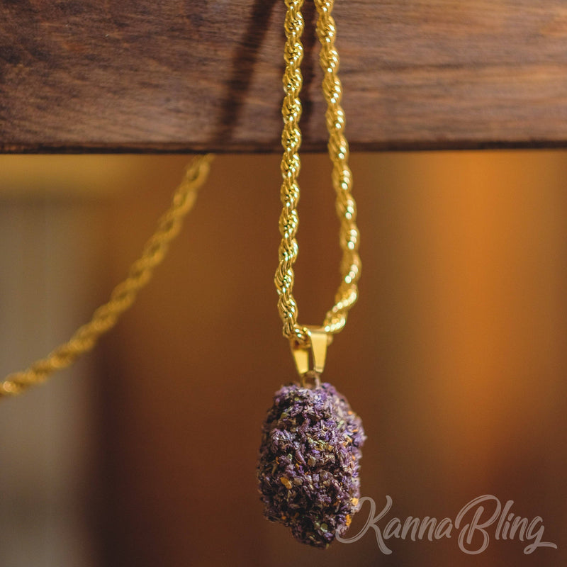 KannaBling - Gold Rope Chain Purple 30" (Men): Purple / 20 Inch Gold Chain