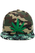 Marijuana Cannabis Leaf Weed Bush Print Snapback: Kelly Green