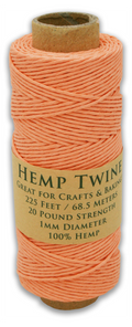 Hemptopia Hemp Twine spool, 225ft, 100% Natural: Red