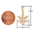 18K Gold Filled Cannabis Leaf  Necklace Pendant Micro Gold