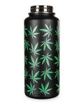 Thermal Insulated 32 Oz Weed Print Stainless Steel Bottle: Black / 32OZ