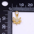Dainty Gold CZ Micro Cannabis Charm 420 jewelry M-362: Silver