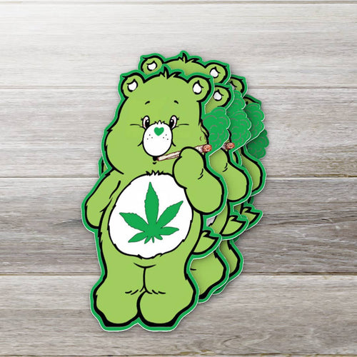 Caring Weed Bear Sticker- Green Leaf: 2
