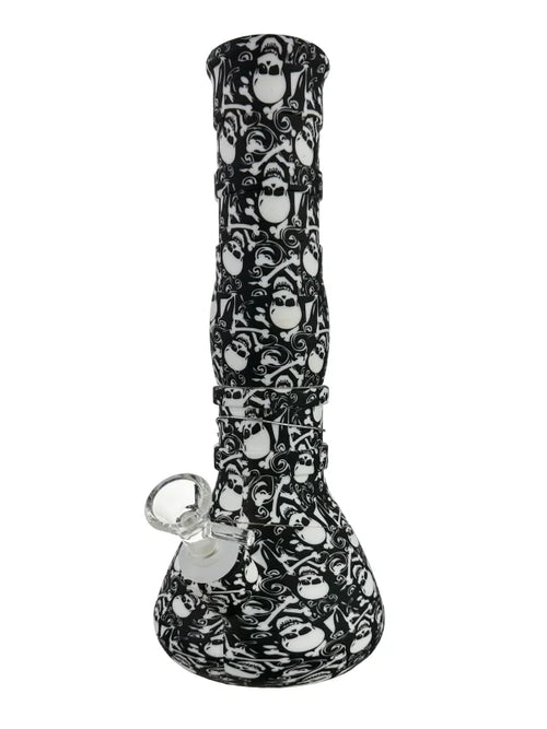 CROSSBONES SKULL SILICONE BEAKER BONG – 28CM DURABLE WATERPIPE