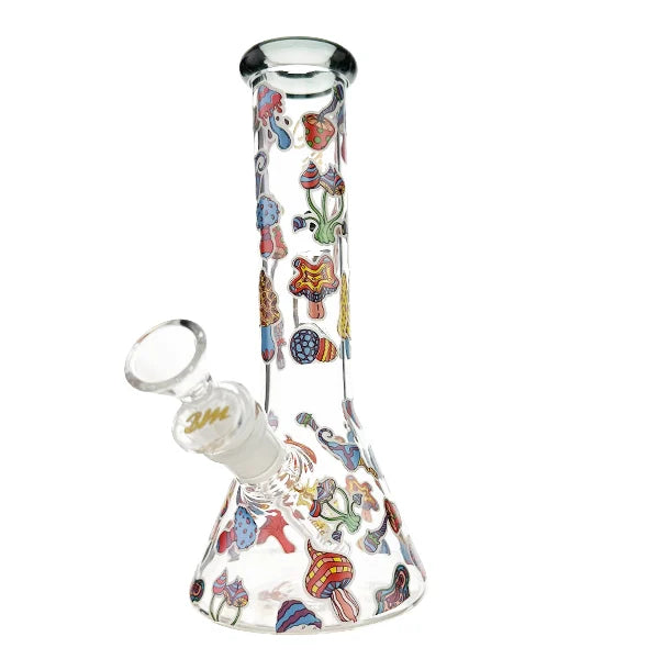 ULTIMATE BILLY MATE GLASS BEAKER BONG COLOUR POP MUSHROOM DESIGN 23CM WITH ICE CATCHER & SHOTTY - Get Hempified Store