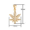 18K Gold Filled Cannabis Leaf  Necklace Pendant Micro Gold