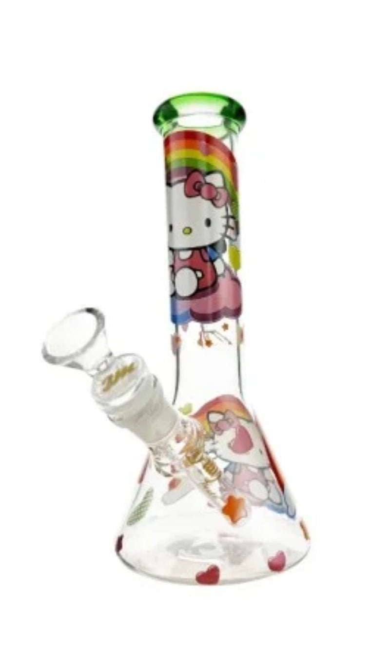 Hello KITTY BEAKER  – 23CM GLASS BEAKER BONGS WITH ICE CATCHER & SHOTTY DU 120229