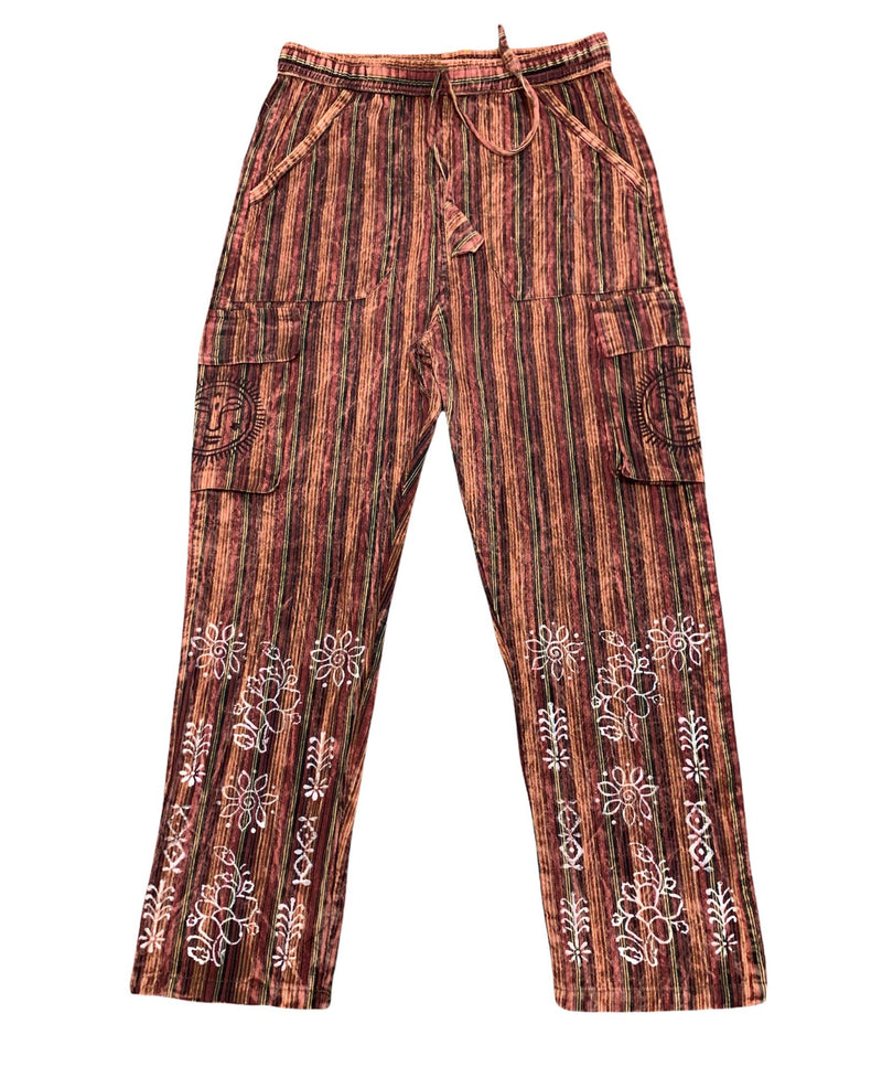 Cotton  Multi Box Pocket  Block Print Trouser D144: XL