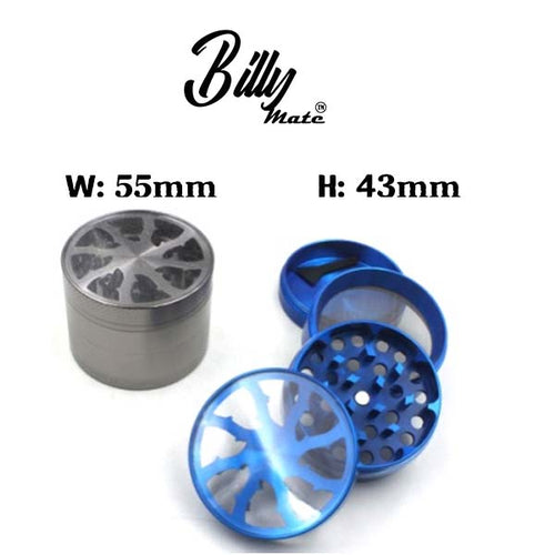 Billy Mate 4 Piece Thunder Herb Grinder / Muller With Kief Scraper – 55mm