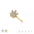 CZ GEM PAVED HEMP 316L SURGICAL STEEL NOSE BONE STUD: GOLD