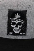 Hip Hop Skull Marijuana Snapback: Gray