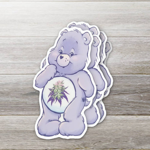 Caring Weed Bear Sticker- Purple Bud: 2