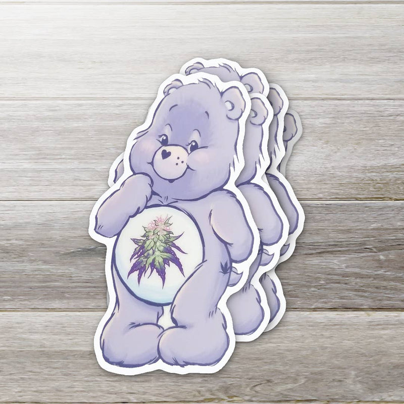 Caring Weed Bear Sticker- Purple Bud: 2