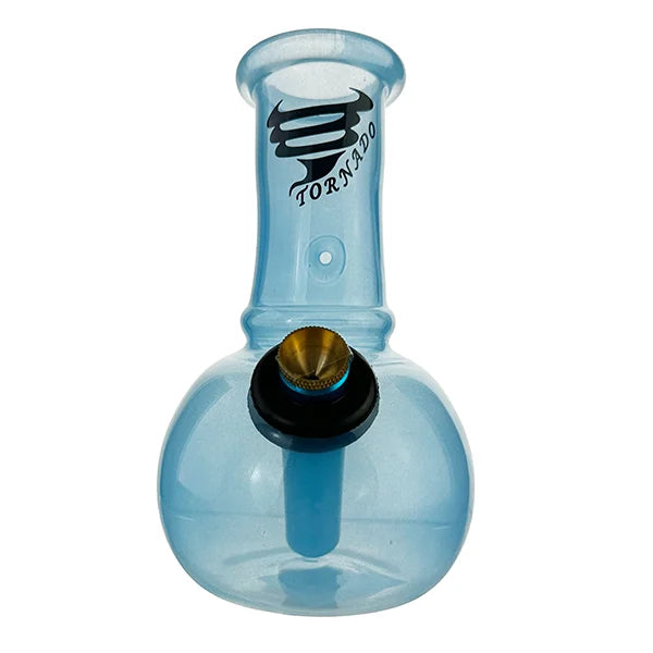 TORNADO BLUE BREEZE BUBBLE BONG – 14CM WITH METAL BONZA STEM & BRASS CONE : DU-12898 - Get Hempified Store