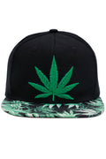Marijuana Cannabis Leaf Weed Bush Print Snapback: Kelly Green