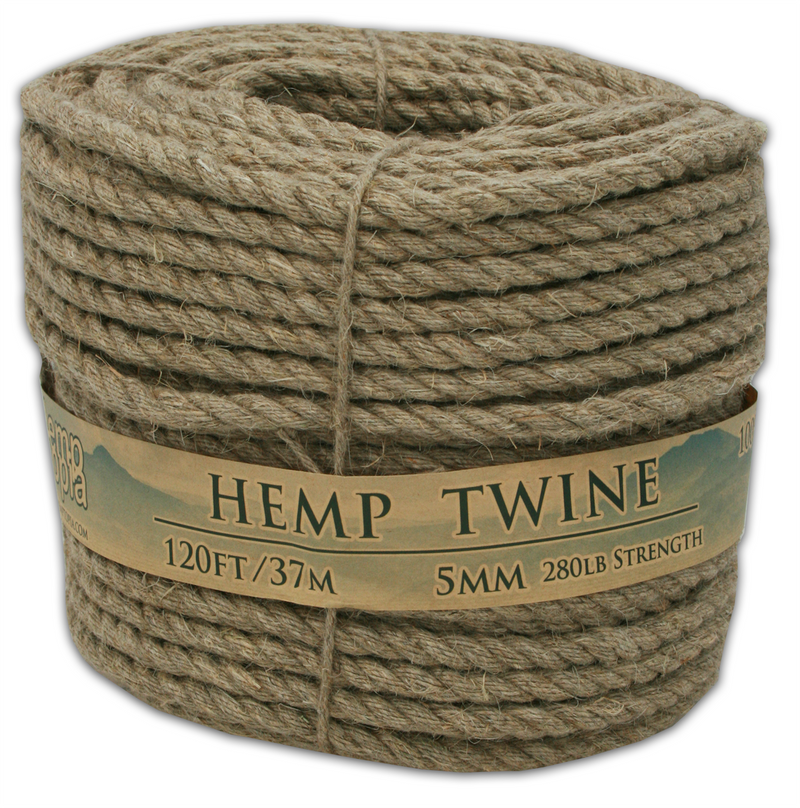 Hemptopia 5mm Hemp Rope, 100% natural, 120ft
