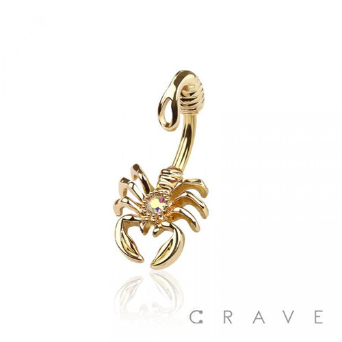 SCORPION WITH BLUE OPAL 316L SURGICAL STEEL NAVEL BELLY RING