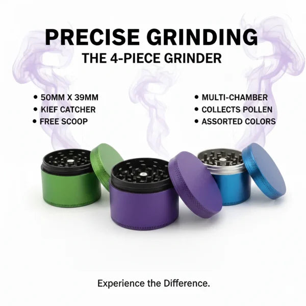 PRECISE GRINDING 4 PIECE HERB GRINDER 50MM | KIEF CATCHER GRINDER