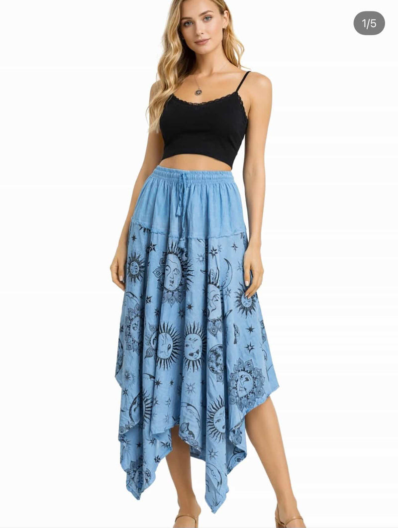 Sun Moon Skirt - Blue