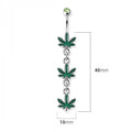TRIPLE HEMP LEAF DANGLE 316L SURGICAL STEEL NAVEL RING
