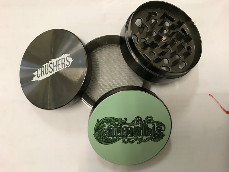 CRUSHERS “Elegant Cannabis Script” 63mm 4 piece grinder DU-77131