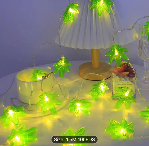 Summer Festival LED Green Leaf String Lights