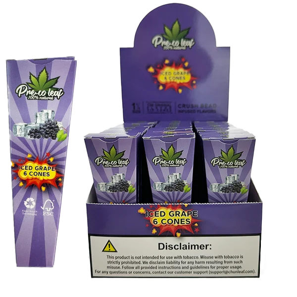 ICED GRAPE FLAVOURED CONES IN 1 1 4 SIZE – GRAPES CRUSH INFUSED PRE- ROLLEDCONES
