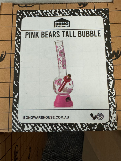 Pink Bears Tall Bubble 25cm - Pink Bong Warehouse
